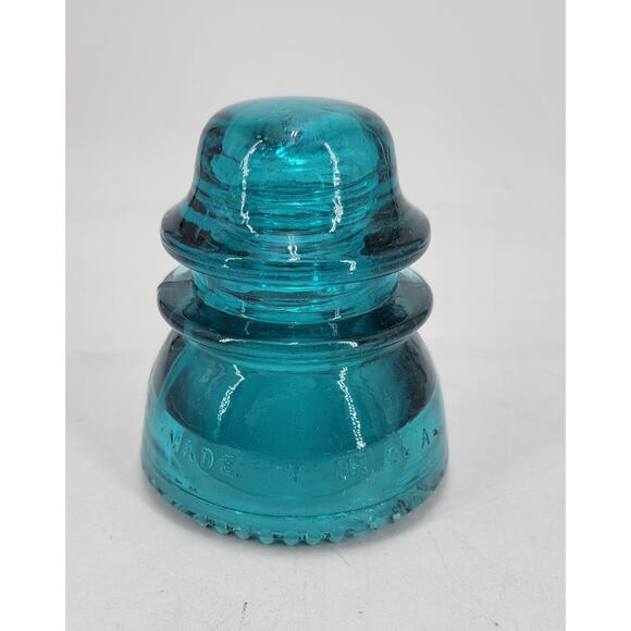 CD 154 Hemingray 42 Hemi Blue Antique Glass Telegraph Insulator Striations - Picture 6 of 9